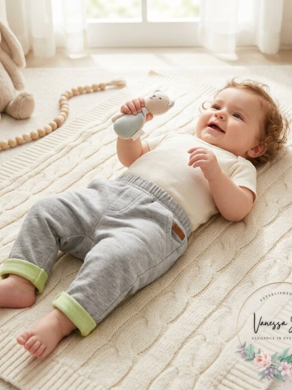 ROBEEZ Baby Knit Soft Cozy Terry Pants 3-6 Months
